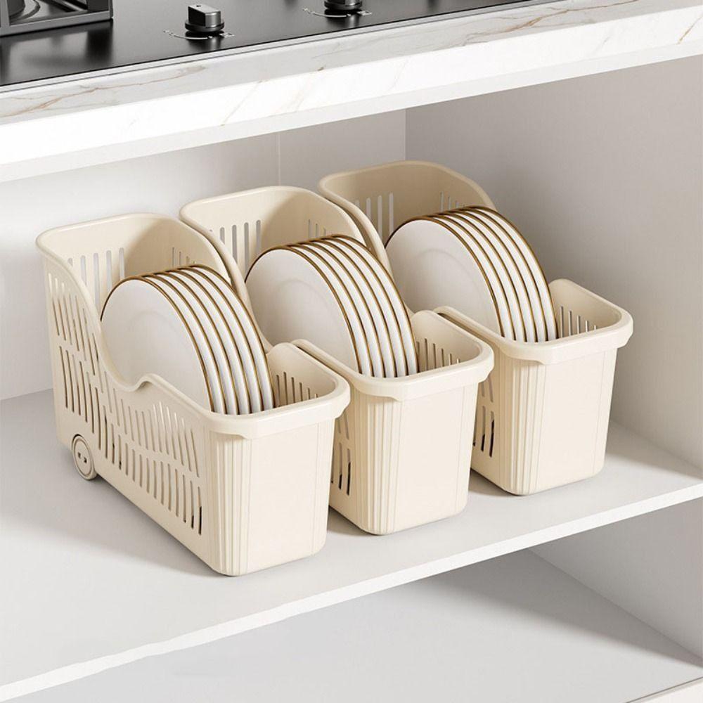 with Wheels Kitchen Storage Basket Large Capacity Kitchen Cabinet Organizer Kitchenware Storage