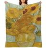 Sunflowers - Van Gogh Throw Blanket Flannels Tourist Thins Luxury Designer Blankets