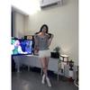 Y2k Sexy Streetwear T-Shirts Women American Retro Vintage Harajuku Striped Lace Patchwork Bow Slim Tees Tops Summer