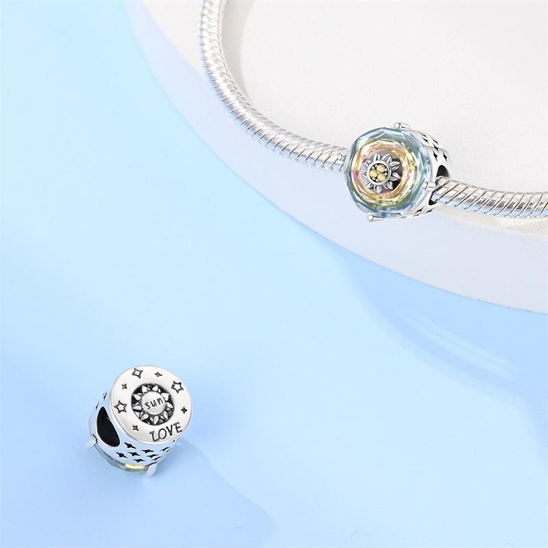 New Charms Copper Fit Pandachoriginal Bracelet Shining Lotus Sun Peace Dove Pendant Beads Diy Jewelry Gift