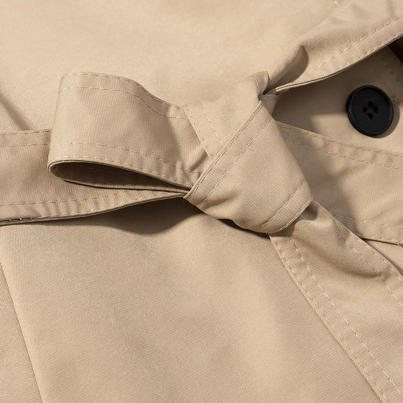 Womens Fashion Double-Breasted Trench Coat Short Jacket Stand Collar Long Sleeve Daily Wear