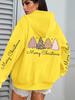 Merry Christmas Leopard Print Women's Hoodie Sweatshirt with Tree Pattern