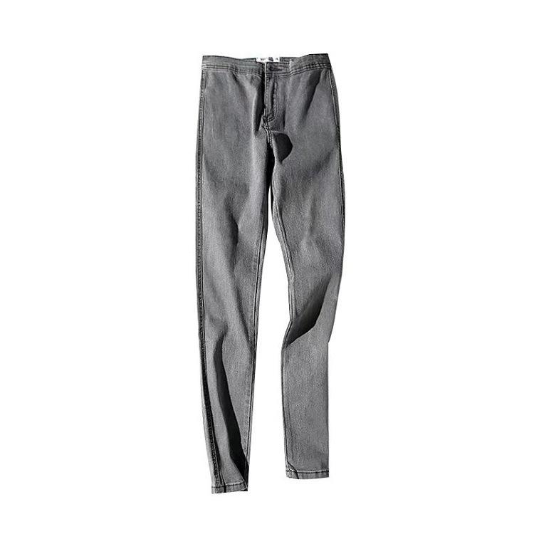 YPFF High-Waist Slim Fit Denim Pencil Pants - European & American Style, High Elasticity, Hip Lifting, Solid Color, Autumn Collection.