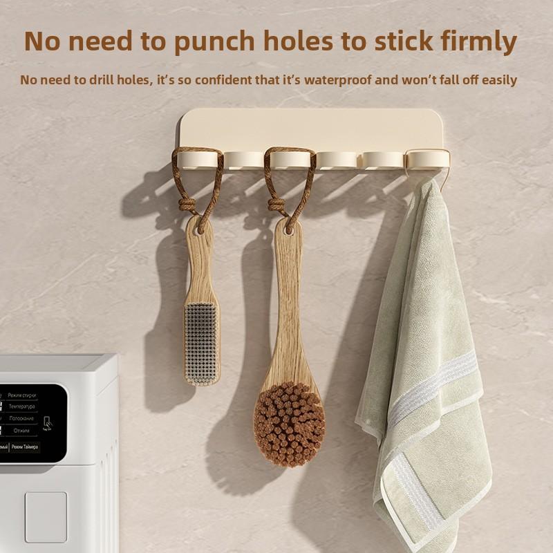 Multifunctional Toilet Bathroom Non-perforated Six holes Hook for Storage