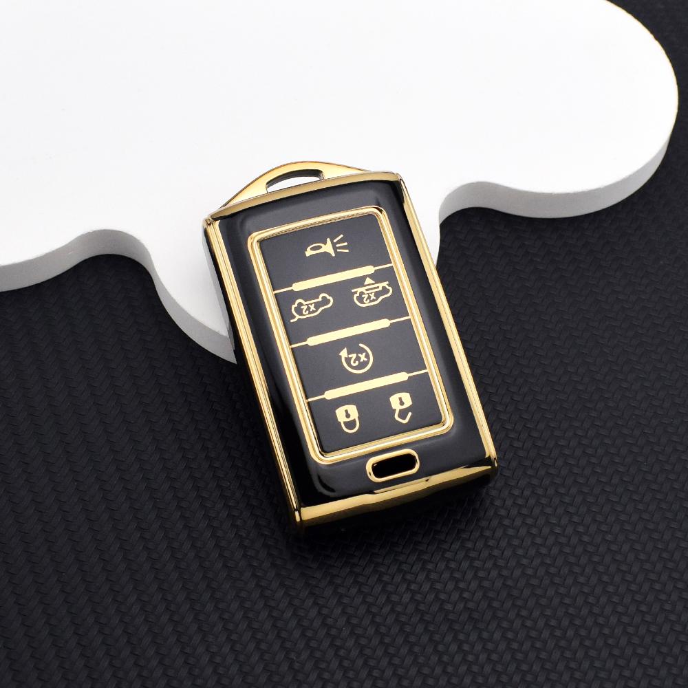Anti Scratch Remote Key Fob Key Cover for Jeep Grand Cherokee L Grand Wagoneer 2021-2022 TPU 5/6 Buttons Case with Key Chain Set