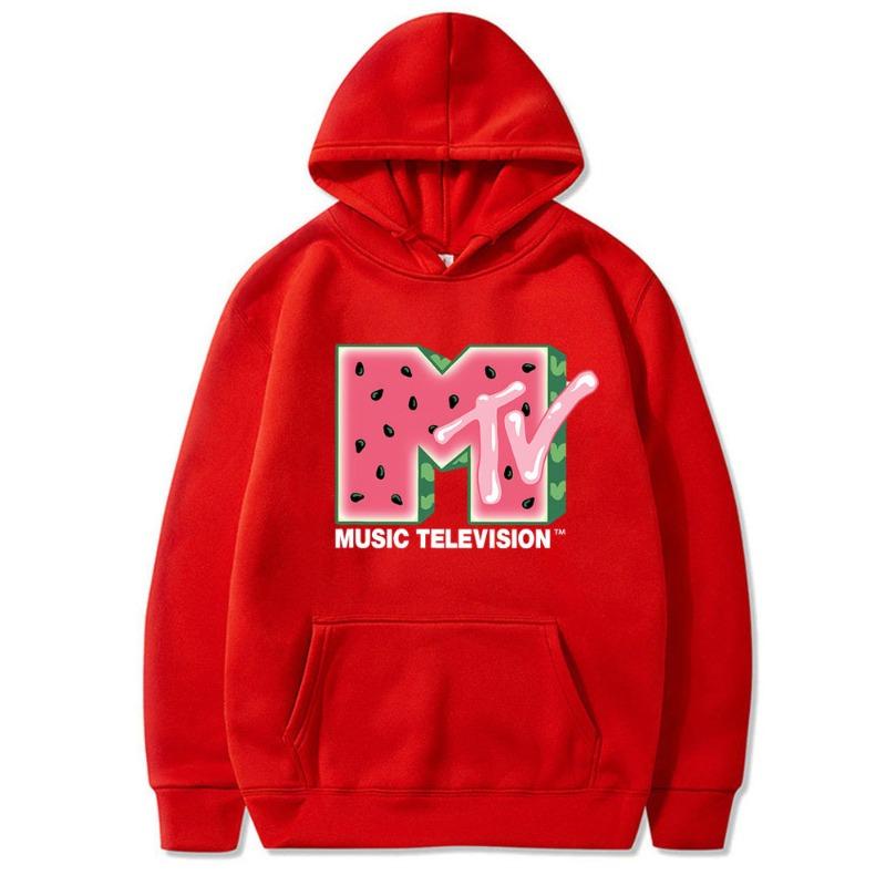MTV Music Television Watermelon Potlač Mikiny s kapucňou Módna mikina Hip Hop Ležérne Unisex Jesenné Zimné Flísové Topy Sudaderas