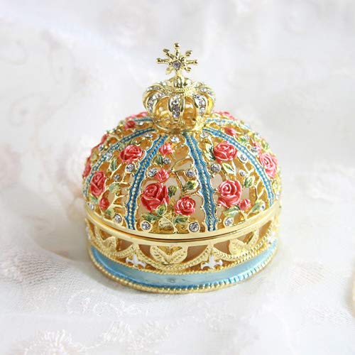 PIEARTH Rose Crown Jewelry Box EX601 (Gold Blue)