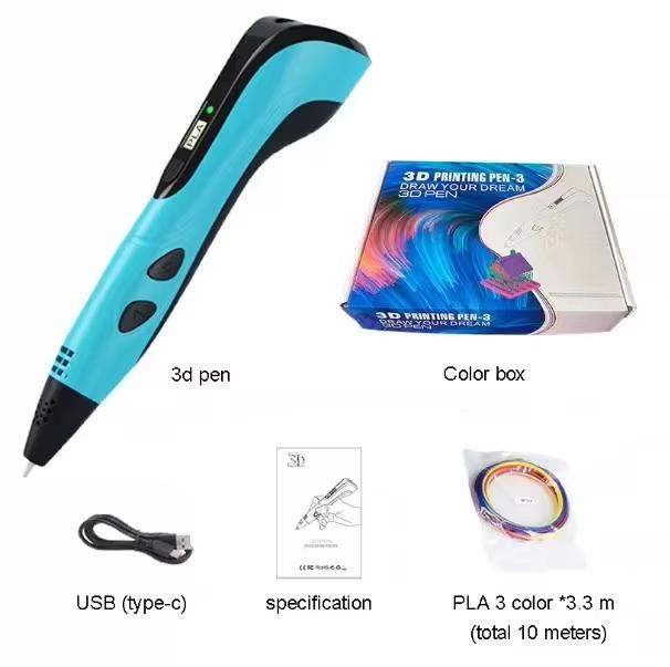 3D Printing Pen 3D Pen Set For Kids Child's Birthday Creative DIY Gift Graffiti Drawing pen LCD Display With PLA Filament