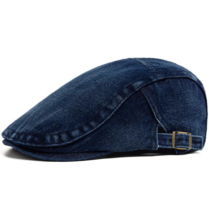 Spring Hot Sale Vintage Simple Washed Denim Berets Hat Unisex Summer Peaked Flat Cap Artist Duckbill Hat Herringbone Newsboy Cap