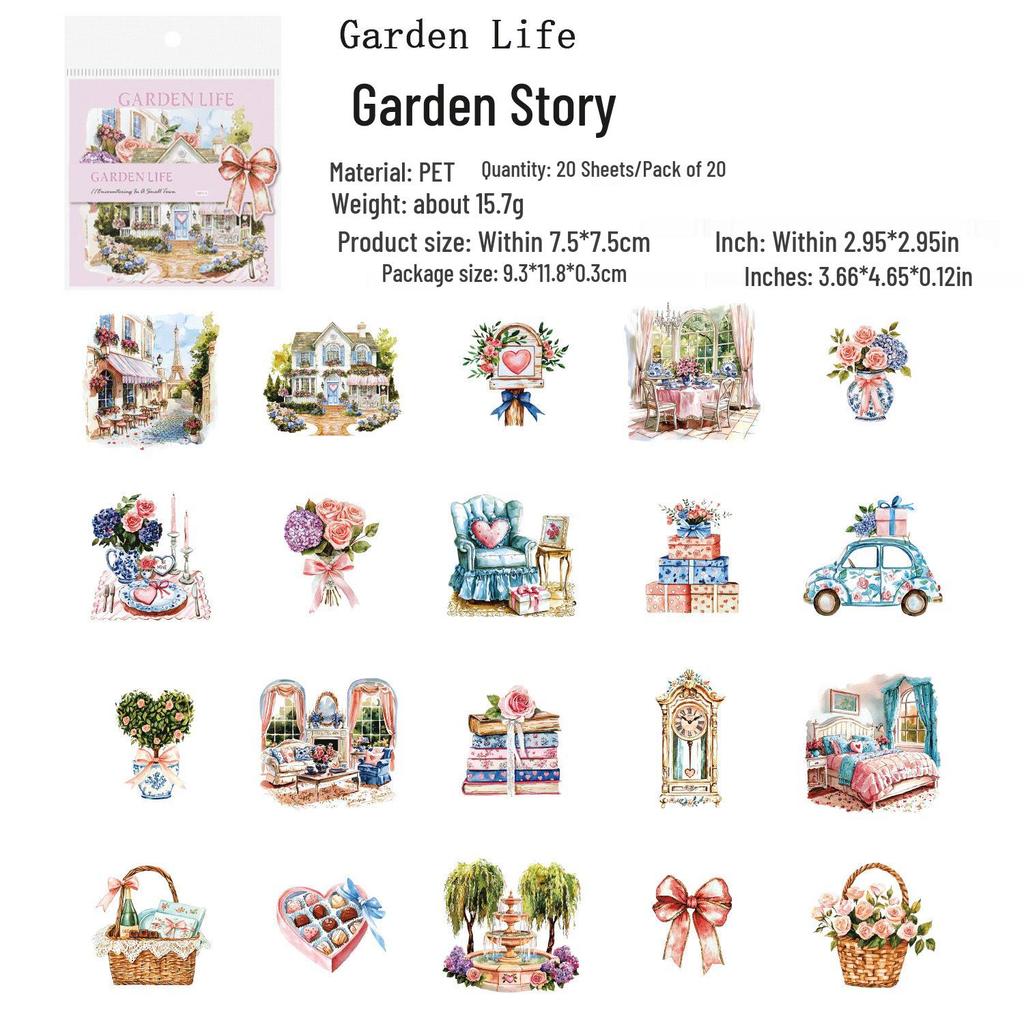 Retro Street Scene Journal Stickers - Gugu Forest Series (20 Sheets)