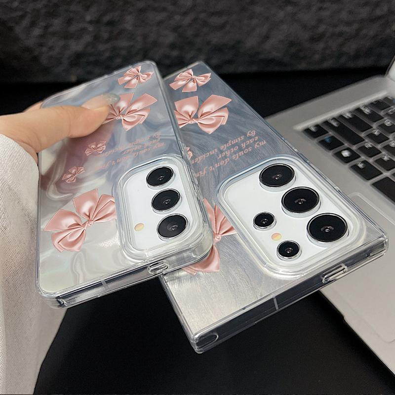 Floral Pattern Slim TPU Soft Edge Phone Case For Samsung S25 Ultra S24 FE S23 A56 A36 A16 A55 Feather Sparkling Shockproof Glitter Hard PC Back Cover