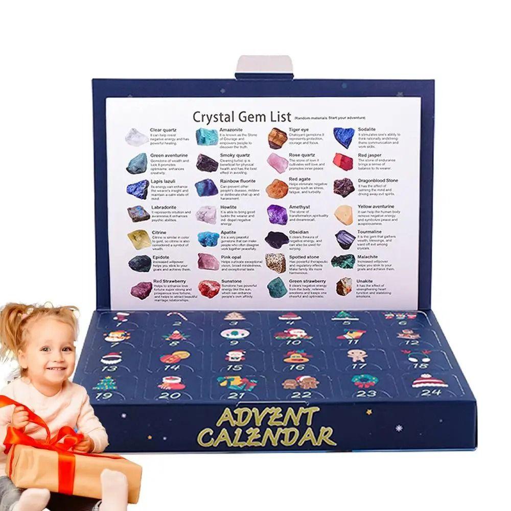 24Pcs Natural Stones Christmas Crystal Advent Calendar Gemstone Stone Learning Kit  Teens