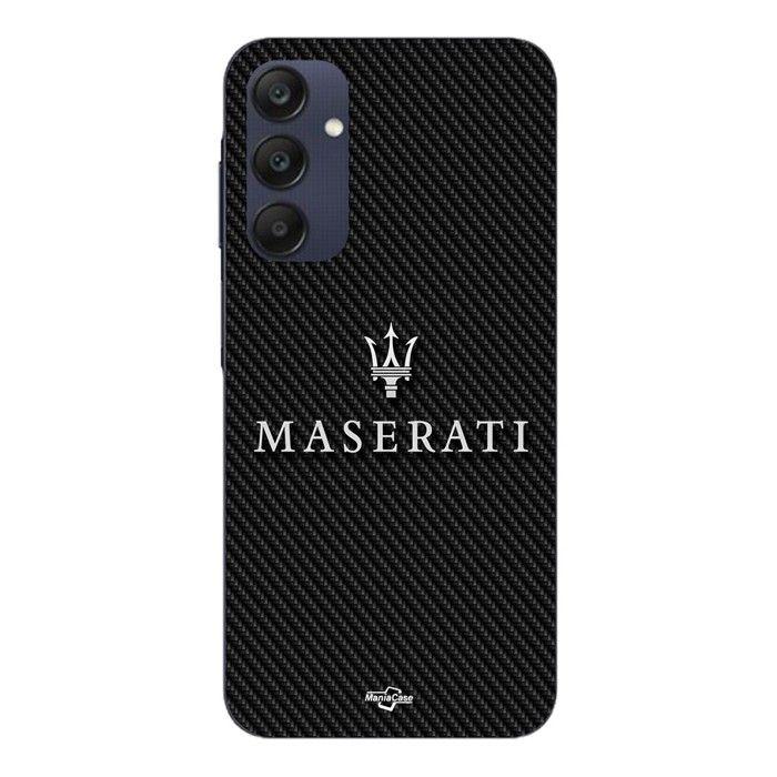 Coque Pour Samsung galaxy A25 Maserati blanc fond carbonne Maniacase