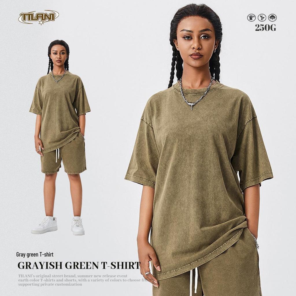 TILANI Men's Retro Washed Cotton Short-Sleeve T-Shirt