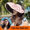 Foldable Sun Hat With Face Shield Women Summer Beach Hat Large Brim Dual Use Headband Shell Hat