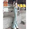 Spring Retro High Waist Flare Jeans for Women - Slimming Wide Leg Fishtail Pants