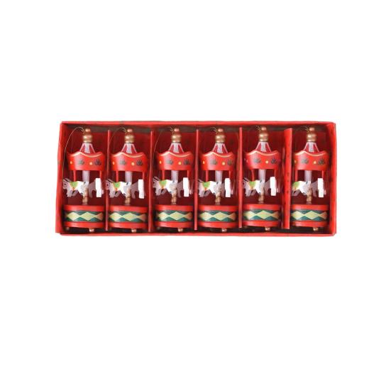 

6 шт. Деревянная карусель Рождественское украшение Рождественская елка Расписанная вручную Карусель Подвесное украшение Дом Офис Праздничная вечеринка Подвеска