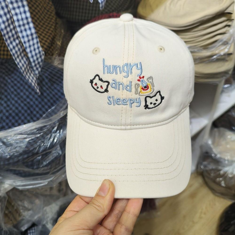 Cotton Letter Baseball Cap Embroidery Snapback Cap Fashion Cat Peaked Cap  Teenagers