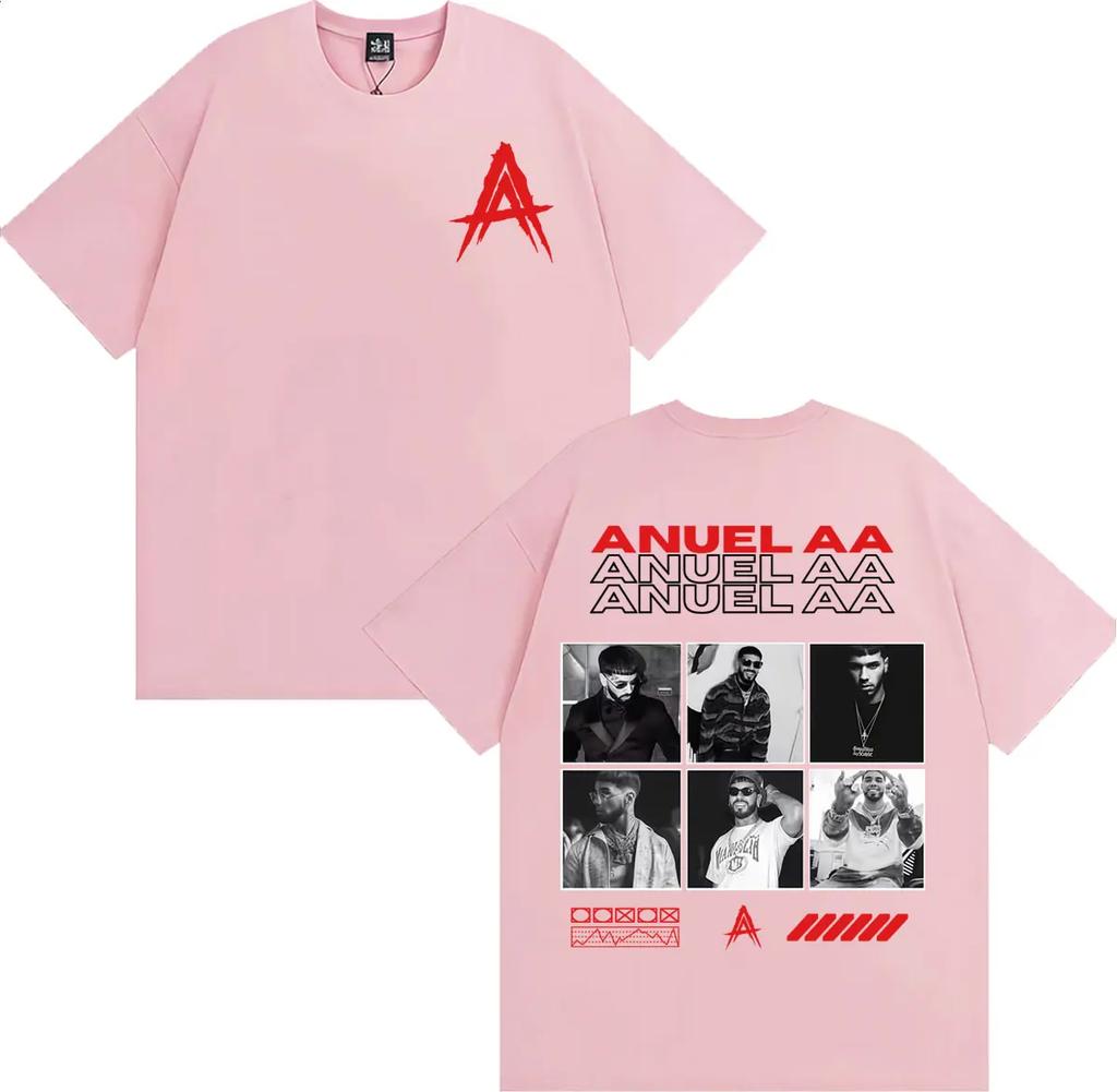 Anuel AA Real Hasta La Muerte Album Magliette Grafiche Abbigliamento Uomo Moda Hip Hop Punk T-shirt Casual Cotone Oversize Maglietta