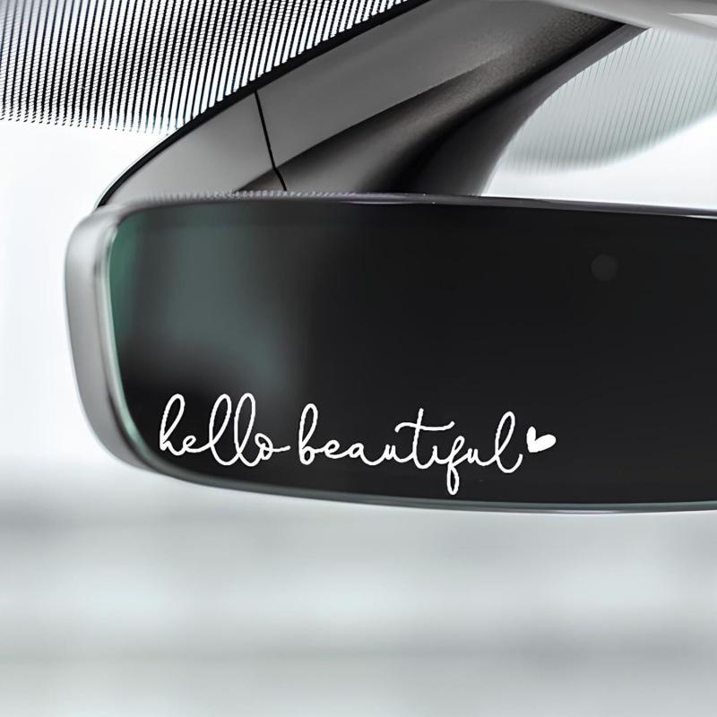 Hello Beautiful Car Rearview Mirror Sticker - Decorative Women's Accessory