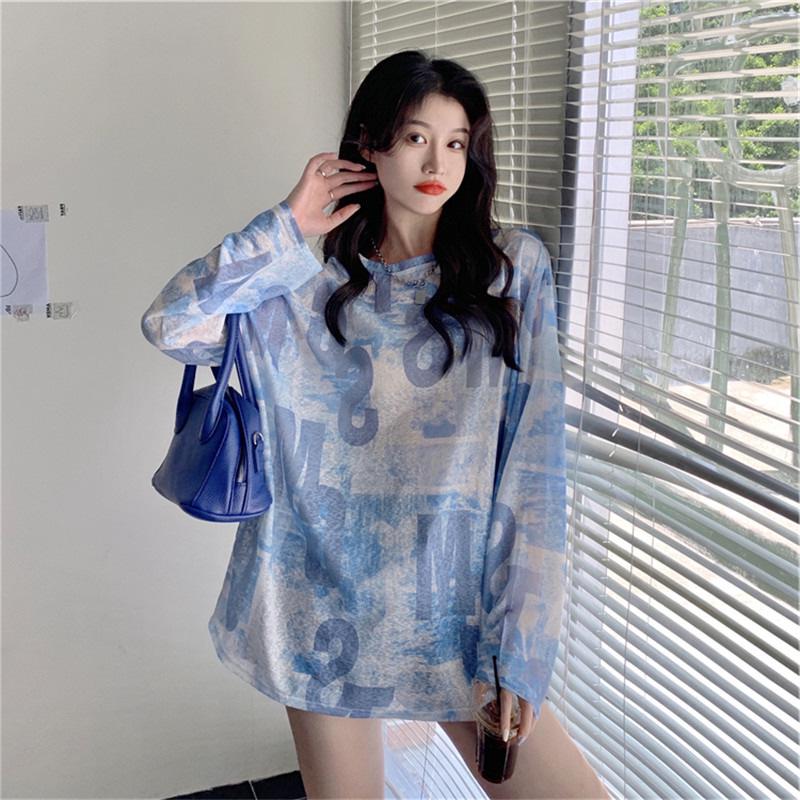 

Korean-Style Ice Silk Mesh Sunscreen Cardigan - Lightweight Summer Women s Pullover with Long Sleeves L