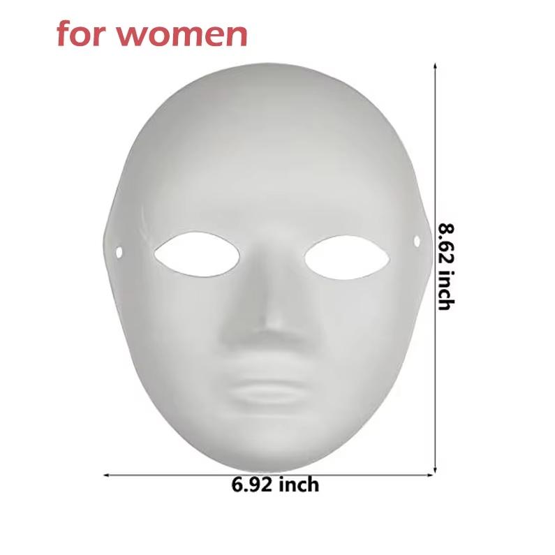 5 Pcs Diy Full Face Craft Masks Blank White Paintable Paper Mache Mask For Masquerade Cosplay Halloween Mardi Gras Party Prop