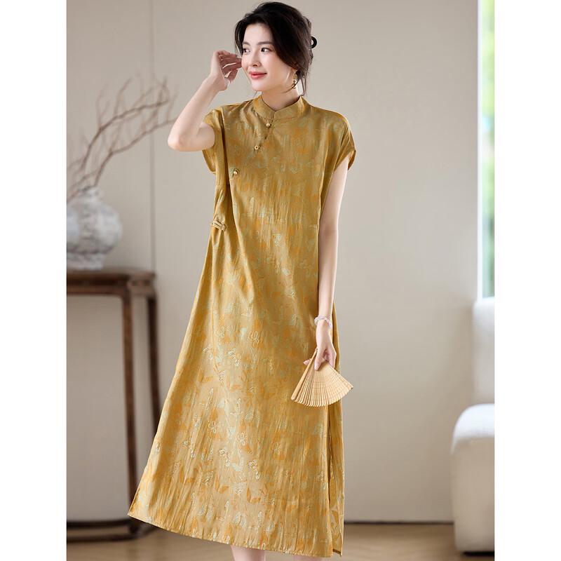 ORIGIN New Chinese Style Printed Sleeveless Long Dress M