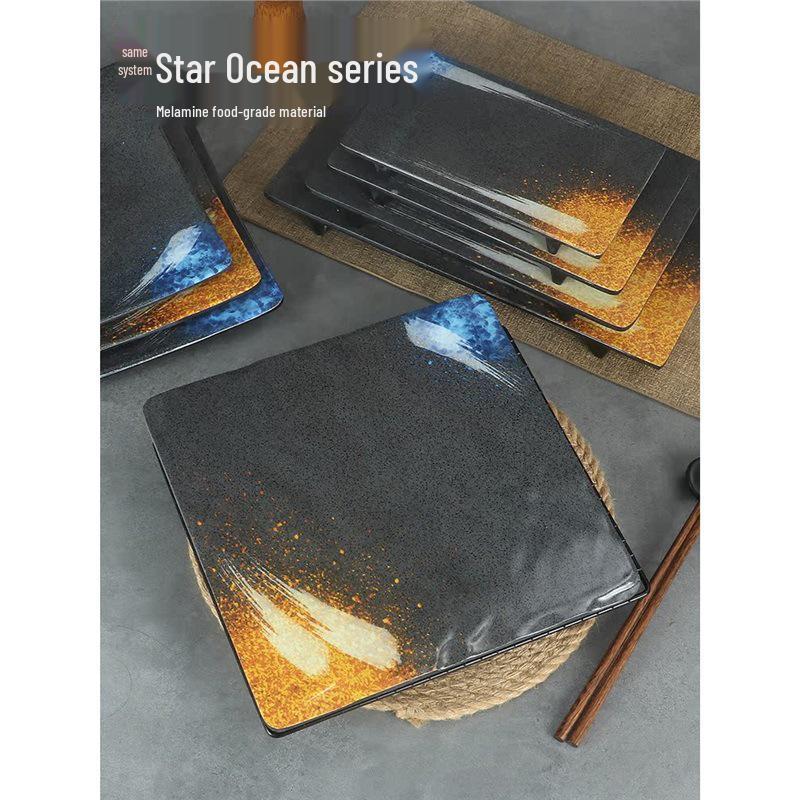 Japanese Rectangular Melamine Plate for Barbecue and Sushi