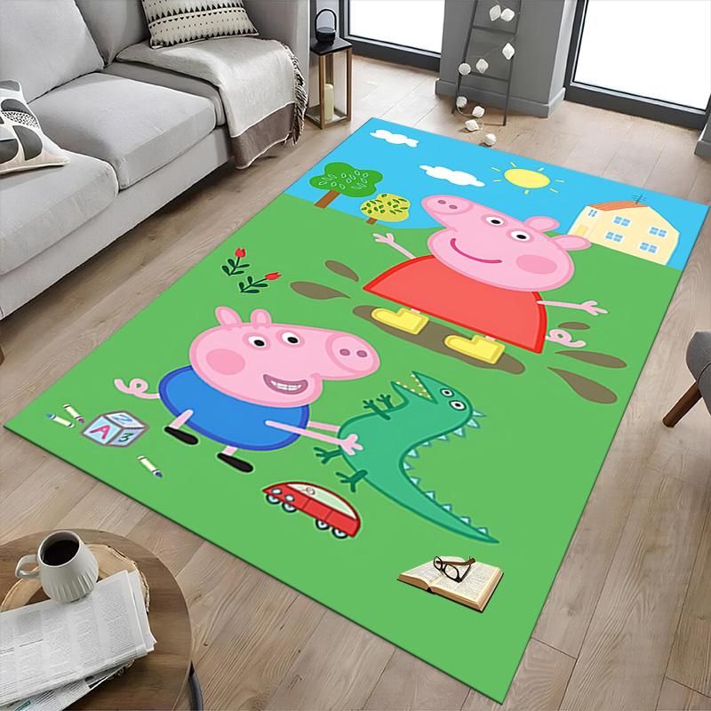 1pc Piggy Friends Pool Carpet for Playroom Bedroom Living Room Sofa Home Decor,kids Game Area Rug Non-slip Floor Mat Y723126