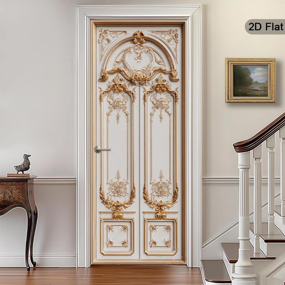 37Style Floral Door Stickers Removable Vinilos Para Puertas Adhesive Wallpaper Art Murals for Doors Bibliotheque Modern Home Decor