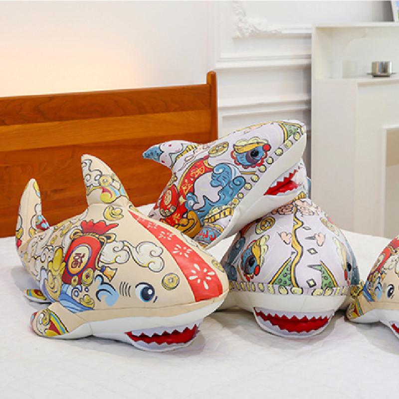Large Plush Colorful Shark Doll Sleeping Pillow Soft Stuffed Toy For Girls Gift