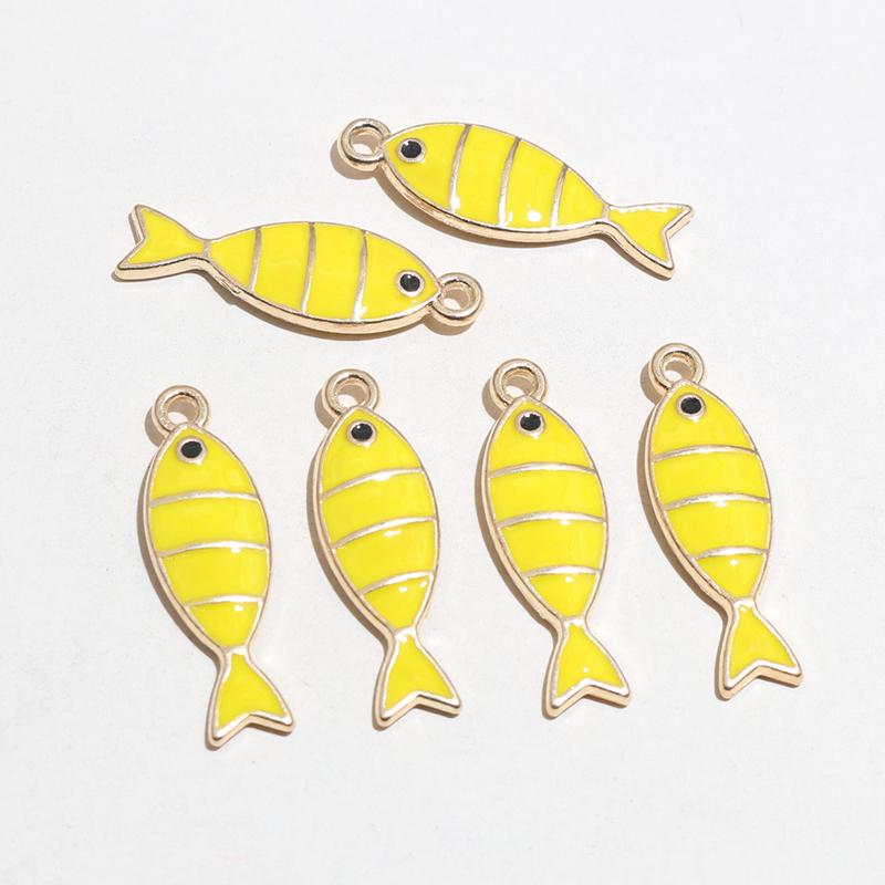20pcs 23x7mm Enamel Fish Charms Pendant DIY Jewelry Making Accessories Findings for Earrings Necklace Bracelets