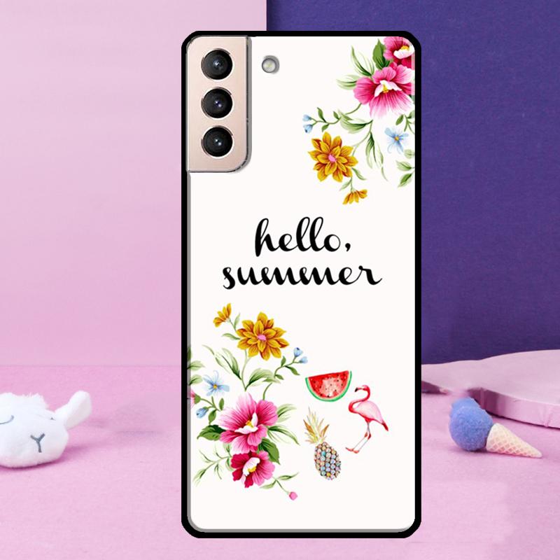 Hello Summer Flowers Phone Case For Samsung Galaxy S24 Ultra S25 Ultra S9 S10 S20 S21 S22 Plus S23 S24 FE Cover