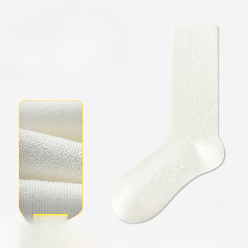 Female Summer Thin Style Pure Cotton 10A Antibacterial Deodorant Boneless Solid Color Long Tube Pile Socks