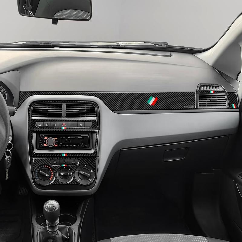 Car Center Console Climate Adjust Panel. Carbon Fiber Interior Sticker. For Fiat Abarth Grande Punto 199 (2005-2010) Accessories