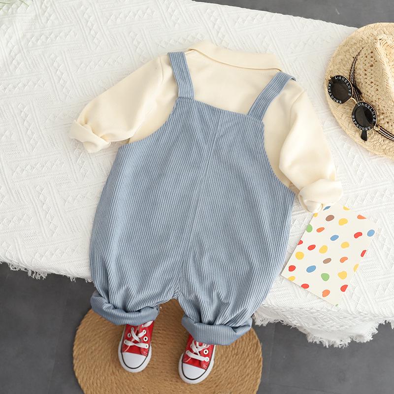 Boys' Korean Style Autumn Long-Sleeve Overall Set - 2 Piece Outfit for Kids.