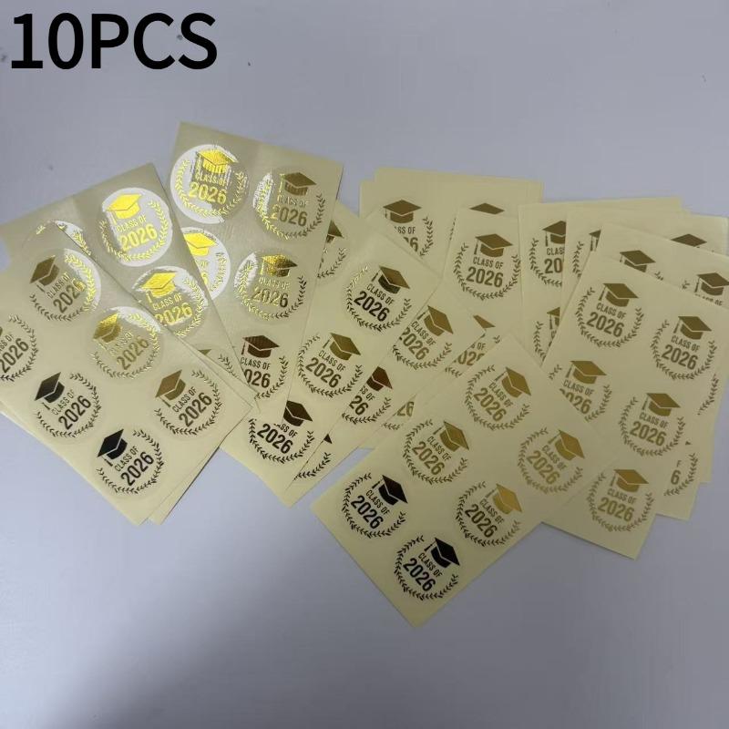 10 ШТ. 2026 Наклейка на выпускной Поздравляем выпускника Прозрачная наклейка Прозрачная запечатанная наклейка-этикетка на выпускной 10 sheets
