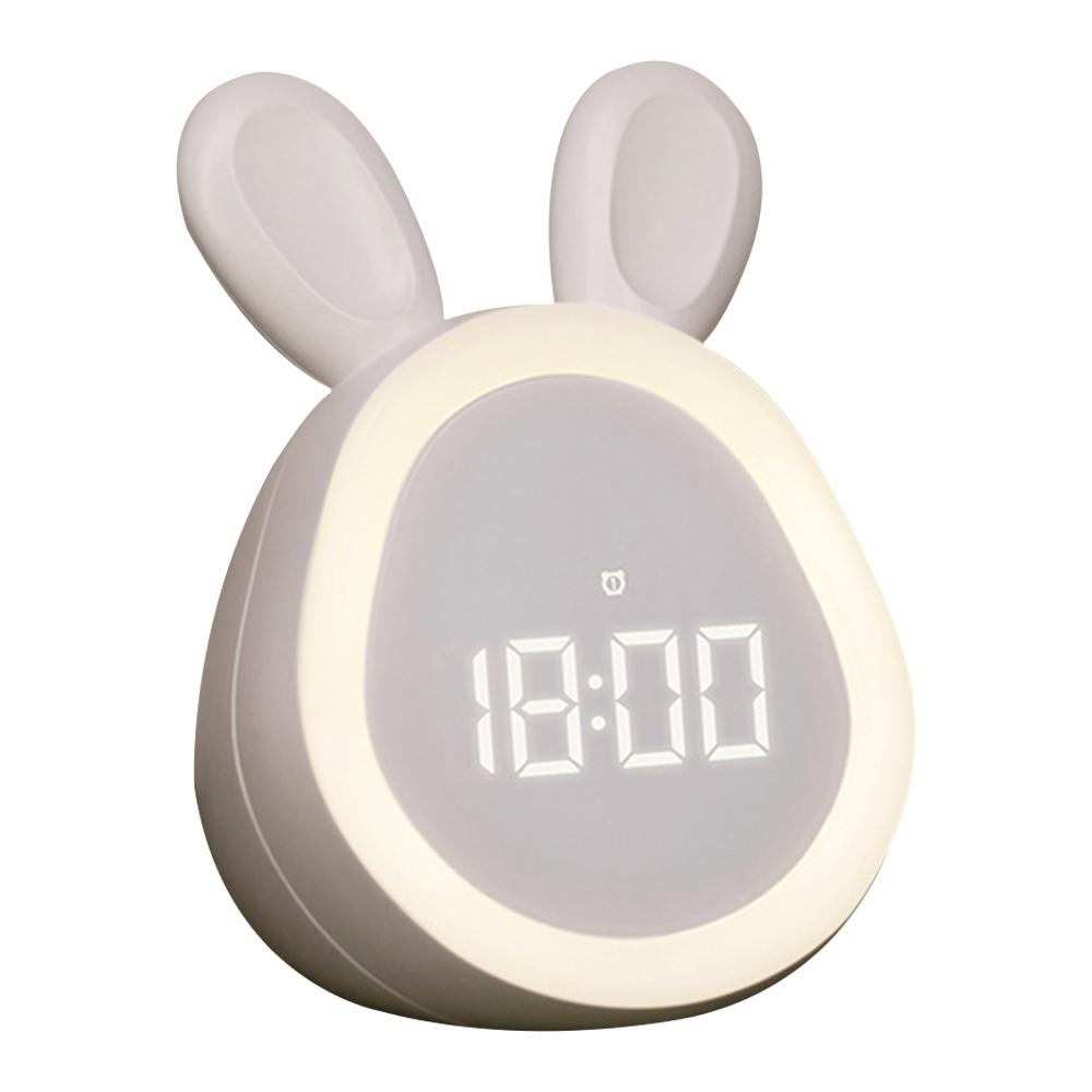 Niedlicher Kaninchen Wecker LED Digitaler Tischuhr mit Nachtlicht Studenten Lernuhr Wiederaufladbare Kinder Aufwachuhr