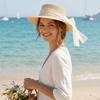 Style Accessory Lace Bow Straw Hat Wide Brim Elegant Visor Cap Sun Protection Sun Protection Hat Sun Protection