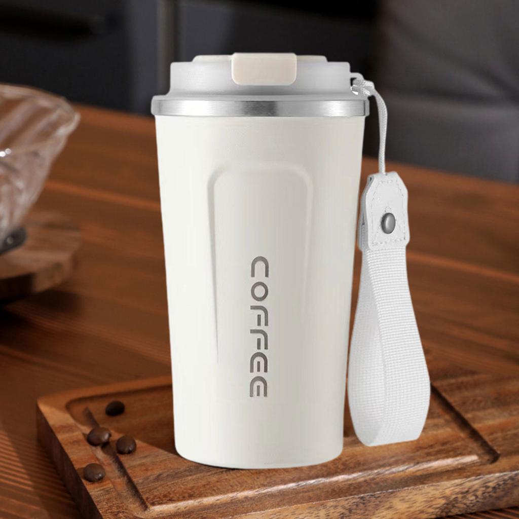 Yousheng 510ML resekaffemugg Spillsäker med tätningslock Isolerad Miljövänlig Lätt enhandsdrickande kopp i rostfritt stål