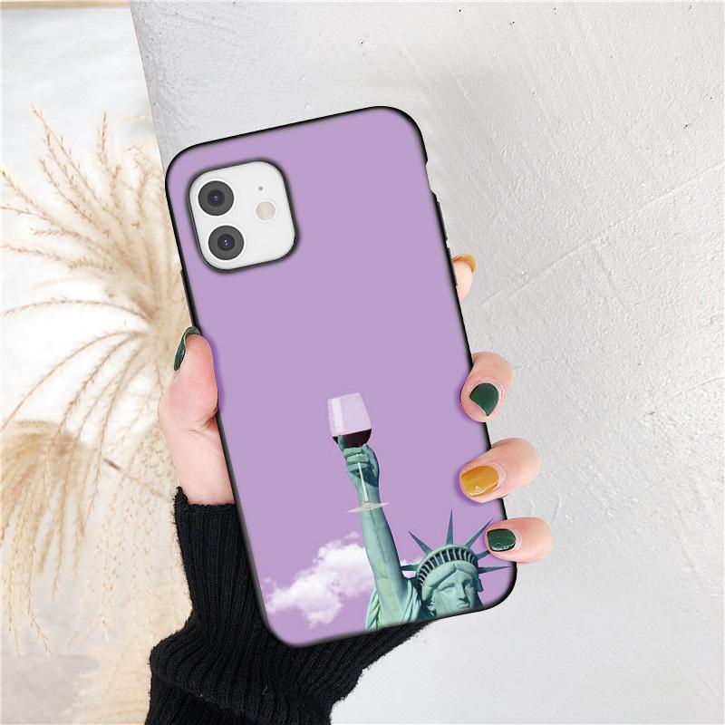 LUPWAY Husă de telefon cu sculptură în linie artistică retro pentru iPhone 11 Pro Max 12 Mini SE 2020 XR X XS Max 7 8 Plus Husă din spate abstractă mată