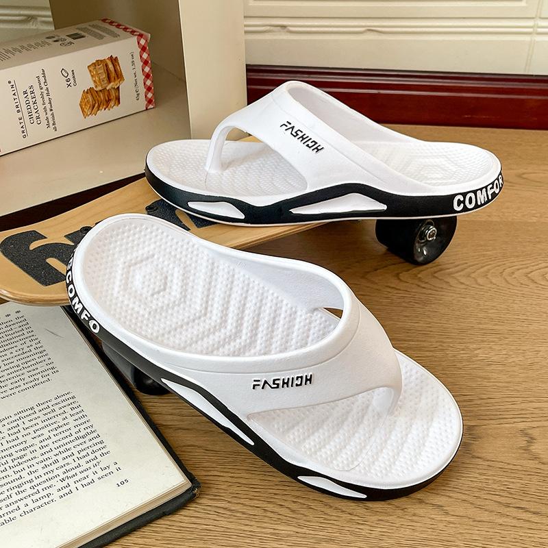 Fashion Men's Flip Flops, Summer Thick Sole Soft Non-Slip Deodorant Wear-resistant Slippers for Outdoor Bathroom Home