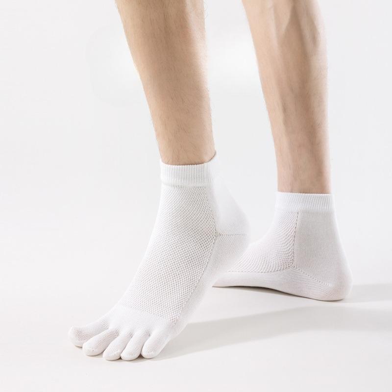 Sommer Herren Fünf-Zehen-Socken, Mesh Atmungsaktiv Einfarbig Mittelwaden-Socken, Sport Schweißabsorbierend und Geruchsneutral Modische Freizeit-Socken