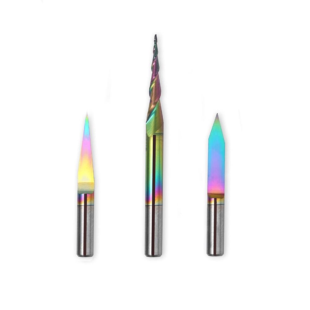 3PCS Carbide Steel V Shape Taper Ball Nose End Mill 1/8 Shank CNC Router Bit Wood PCB Milling Cutter Set HRC55 Hardness