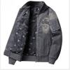 Men's Denim Jacket Vintage Slim-fit Motorcycle Embroidered Zipper Casual Jacket Coat