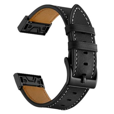 For Garmin Fenix 8 47mm/E 47mm Leather Watch Band 22mm Stitching Line Design Wrist Strap