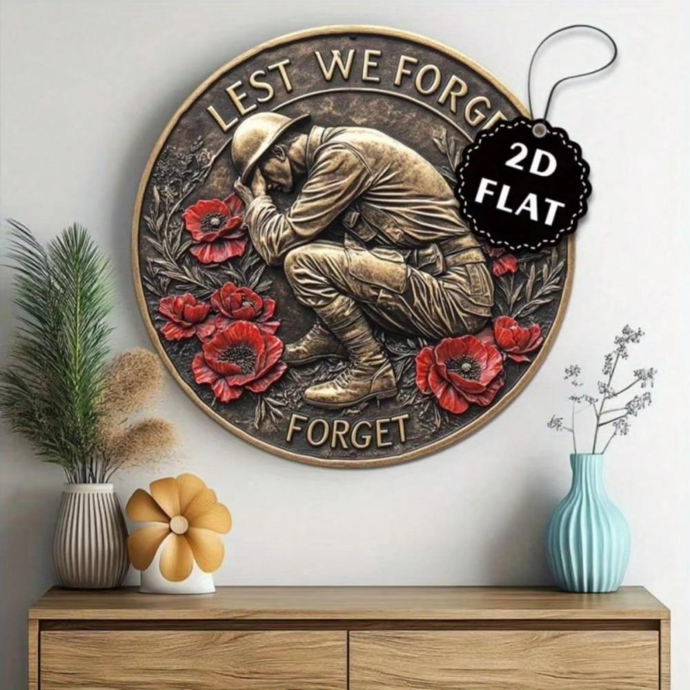 Australian Soldier Remembrance Metal Wall Art Poppy Memorial Plaque Durable Decor