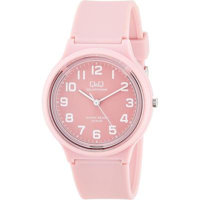 Citizen Q&Q Analog Solar Watch 10 ATM Water Resistant Lightweight Easy-to-Read Dial Men's Pink