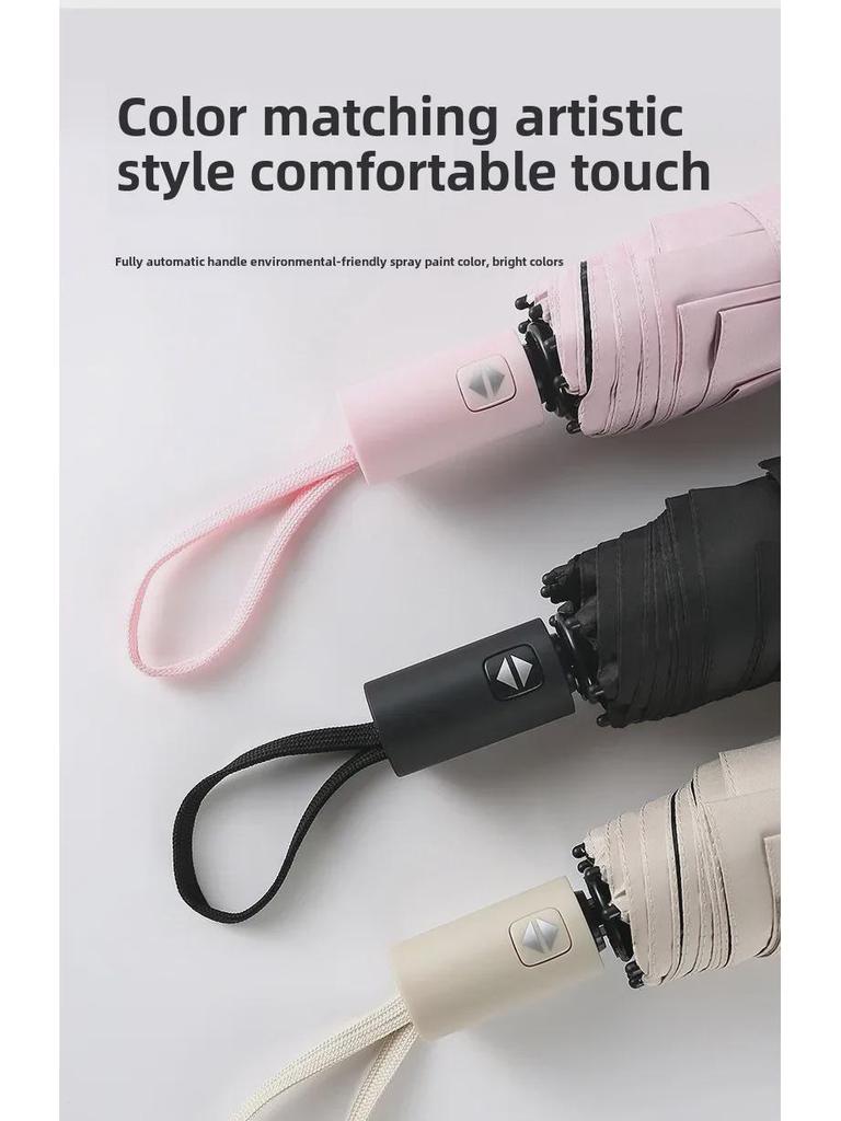 Schwarzer automatischer Sonnen- und Regenschirm mit 32 Knochen – kompakter Sonnenschirm mit doppeltem Verwendungszweck für Damen, ideales Geschäftsgeschenk