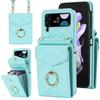 Fashion Leather Phone Case For Samsung Galaxy Z Flip 5 4 Z Flip 3 5G With Long Lanyard Crossbody Bag Wallet Holder Protect Cover
